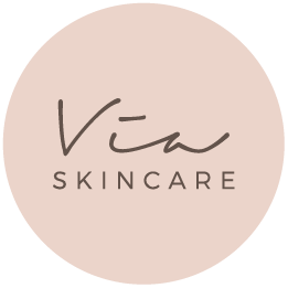 Via skincare logo in pink and transparent background