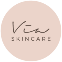 Via skincare logo in pink and transparent background